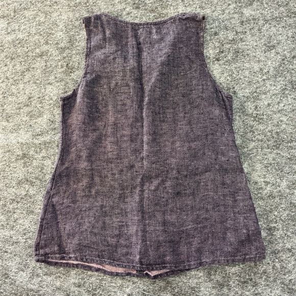 Flax Natural Linen Boho Lagenlook Purple Women's Sleeveless Tank Top Size P - Picture 4 of 4